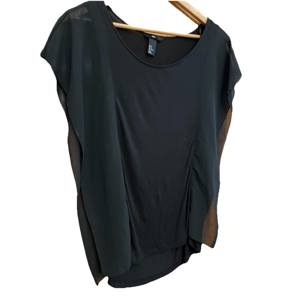 H & M Women's Blk Blouse Sz M Sleeveless Tank With Sheer Sides